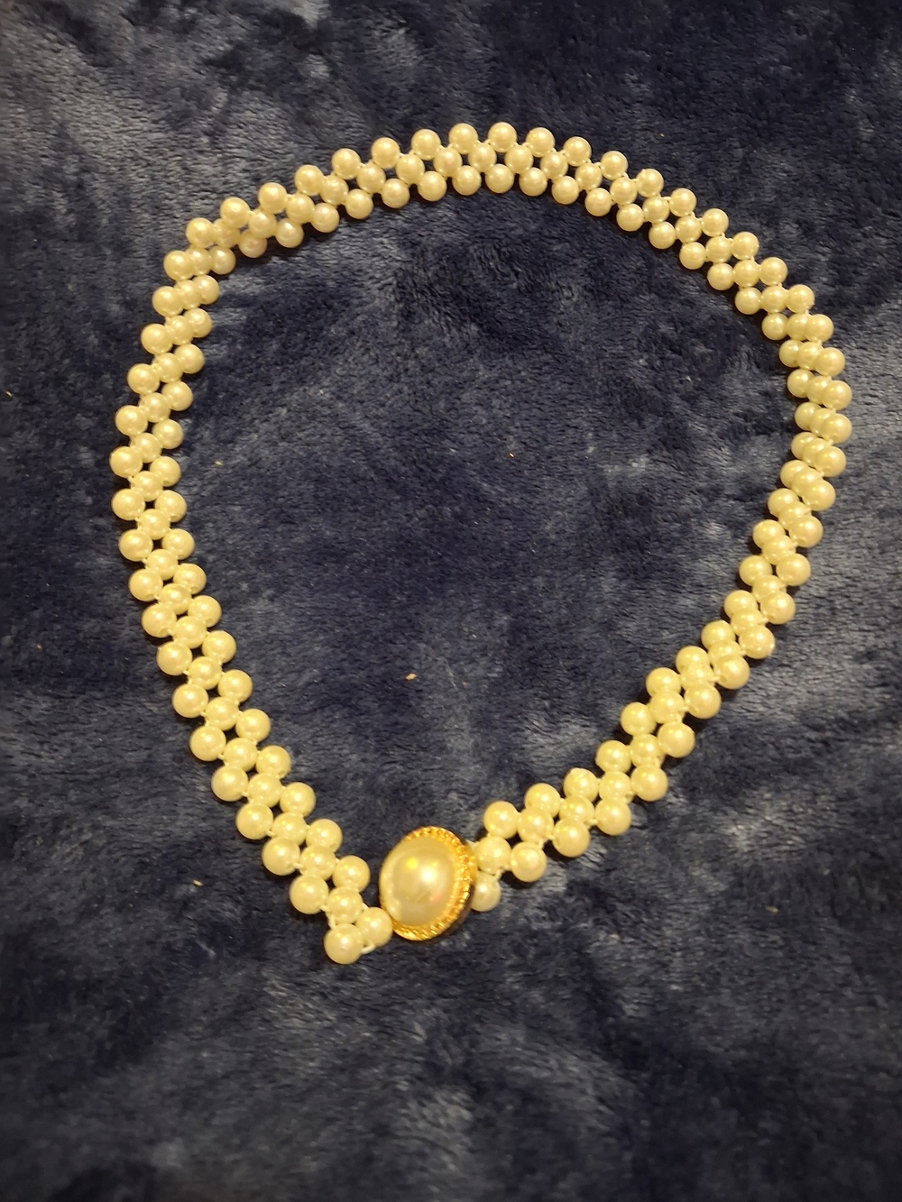 Pearl Beaded Choker Necklace with Gold Accent